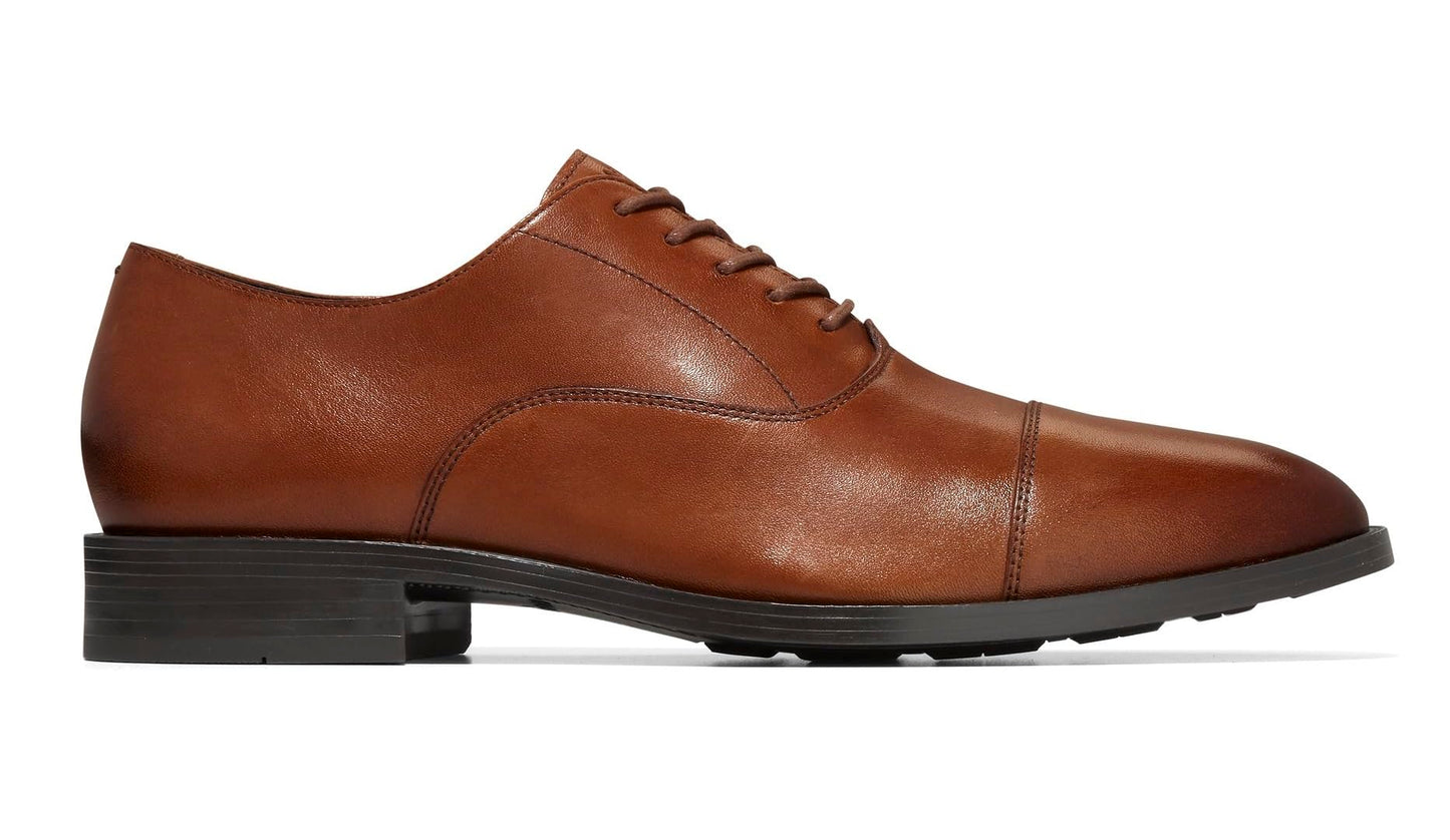 Leather Cap Toe Oxford Dress Shoes Lace Up Formal