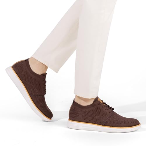 Men’s Breathable Knit Dress Sneakers Lace-Up Casual Shoes