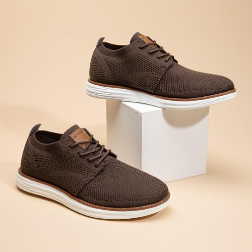 Men’s Breathable Knit Dress Sneakers Lace-Up Casual Shoes