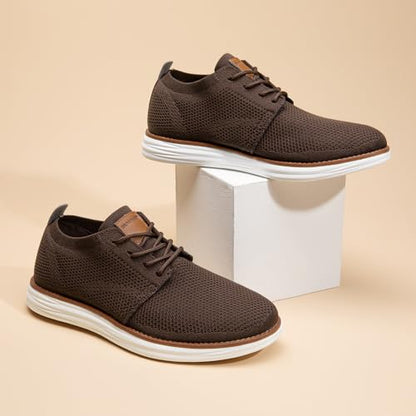 Men’s Breathable Knit Dress Sneakers Lace-Up Casual Shoes