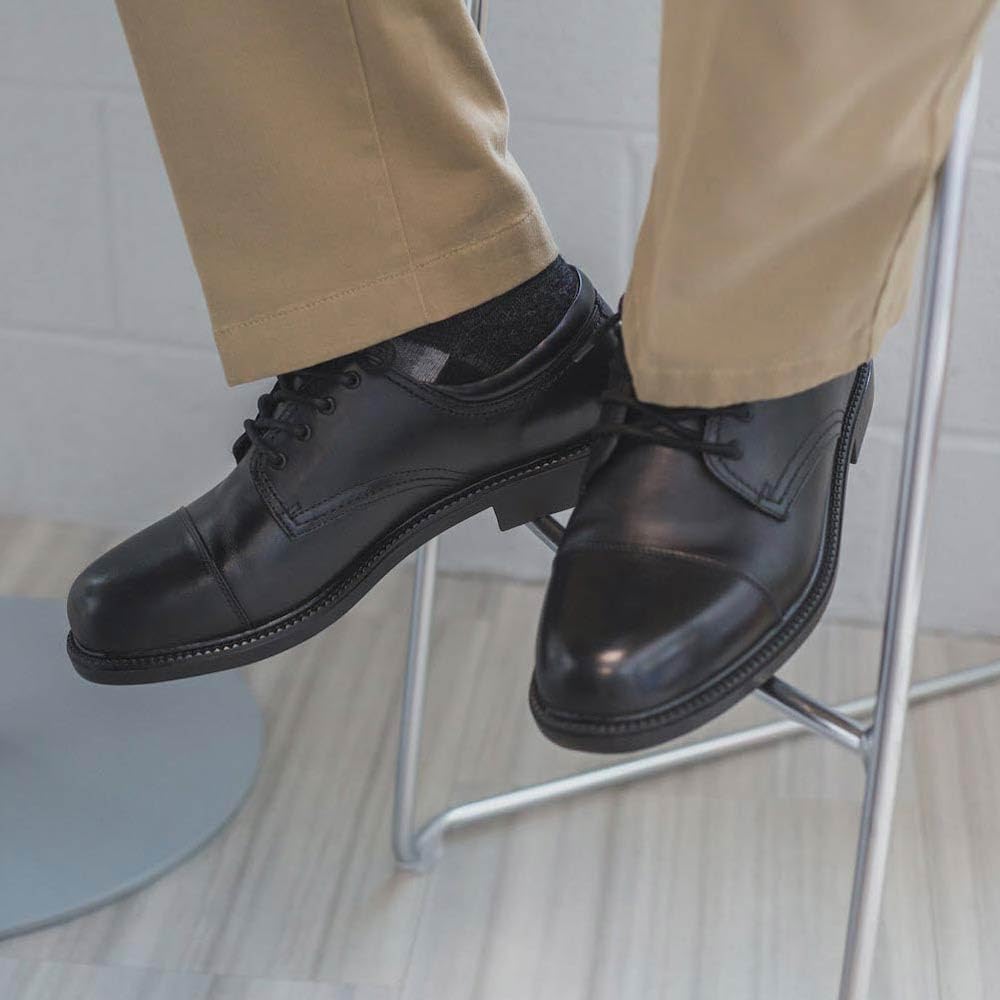 Leather Cap Toe Oxford Dress Shoes Casual Lace Up
