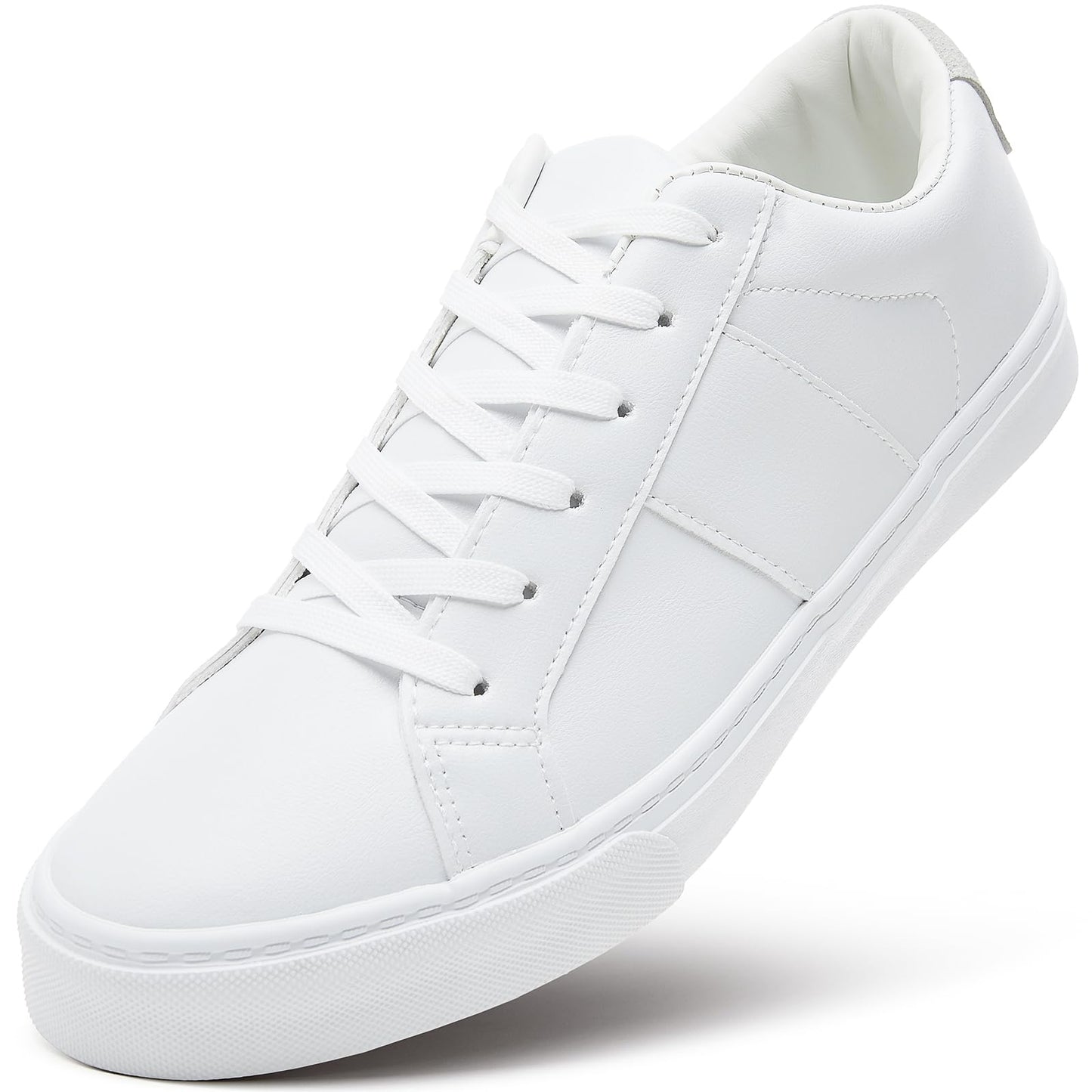 White Leather Sneakers Low Top Lace Up Casual Tennis Shoes