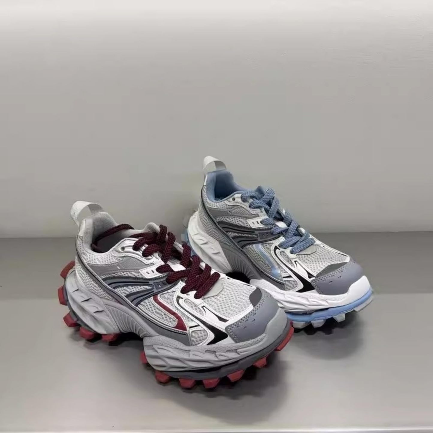 Chunky Platform Sneakers Colorblock Lace Up Casual Walking