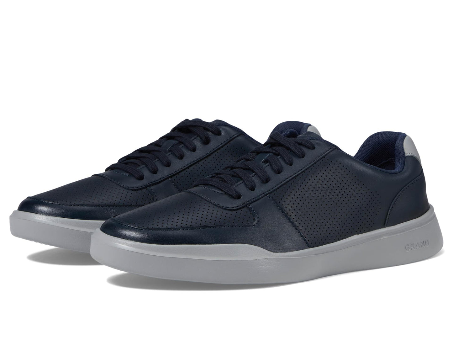 Perforated Leather Sneakers Lace Up Casual Comfort Walking