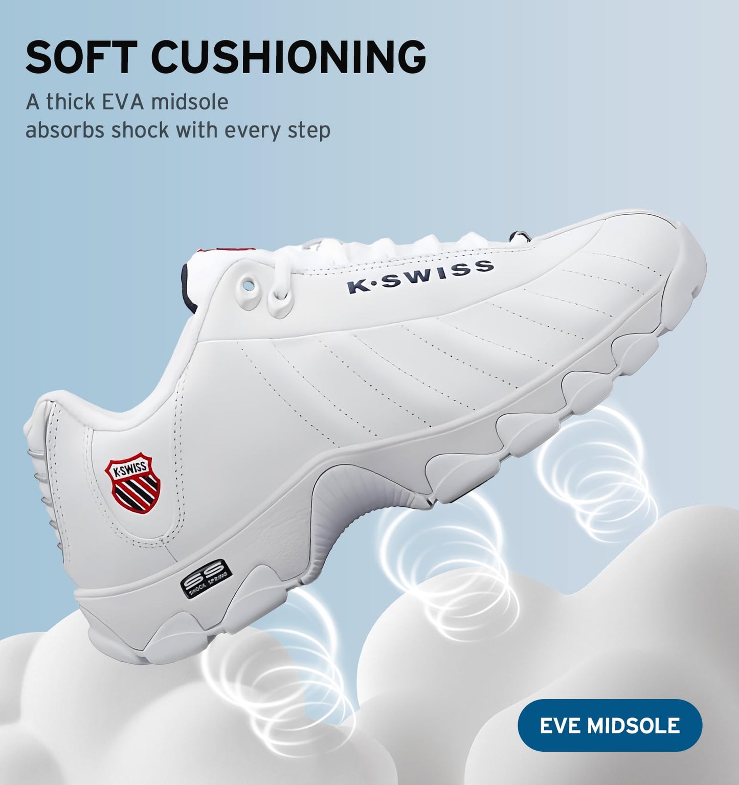 Leather Tennis Sneakers Wide Fit Cushion Walking Shoes