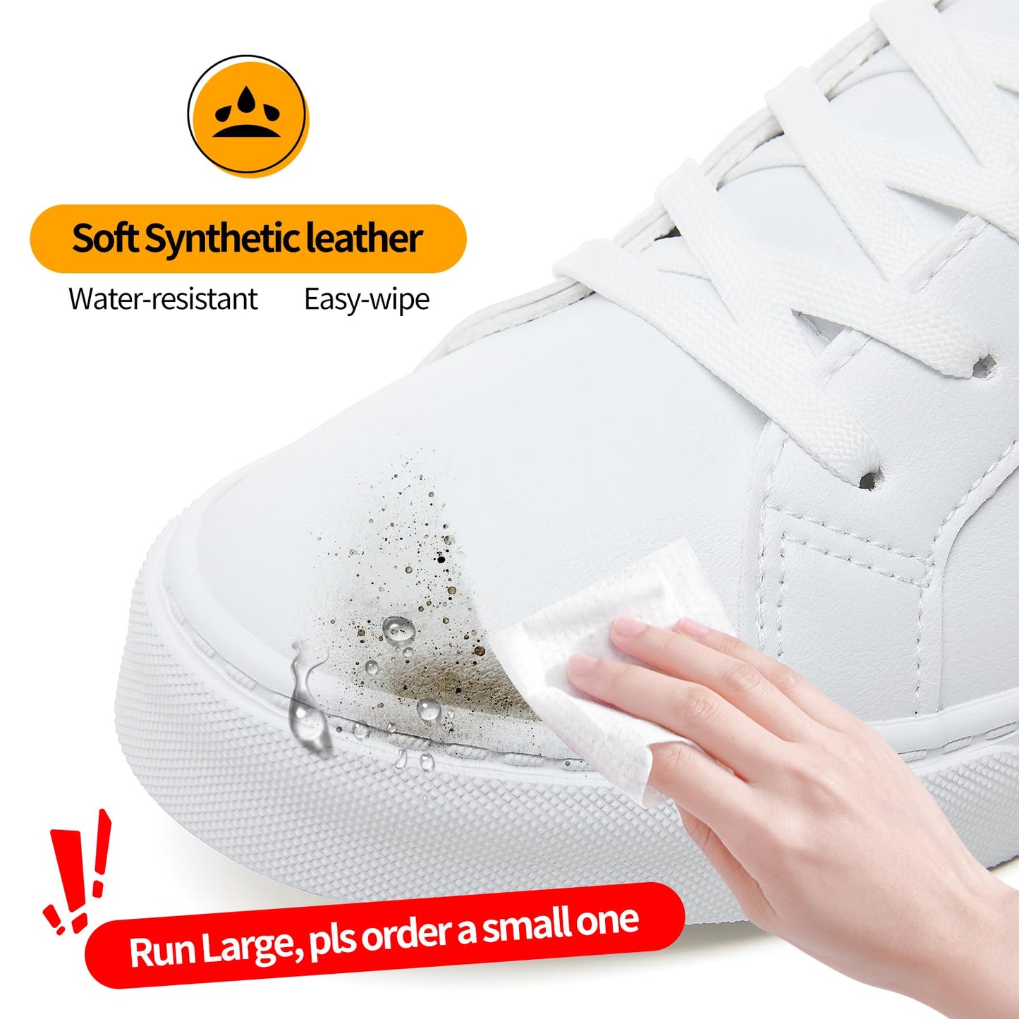 White Leather Sneakers Low Top Lace Up Casual Tennis Shoes