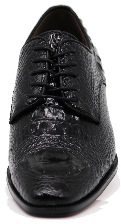 Orion Men's Crocodile Print Oxfords Lace Up Derby Dress Shoes