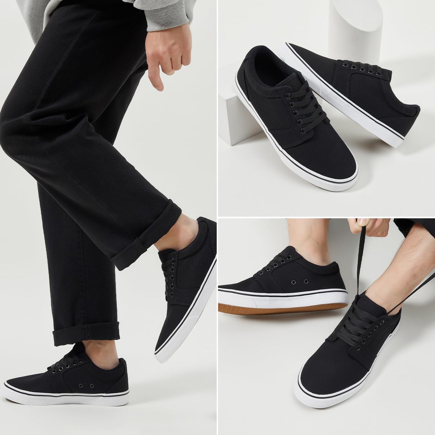 Men’s Low-Top Canvas Sneakers Casual Lace-Up Shoes