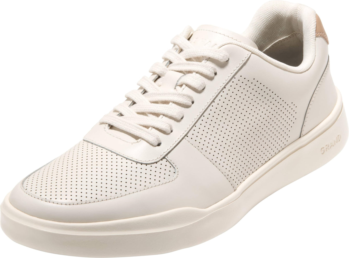Perforated Leather Sneakers Lace Up Casual Comfort Walking