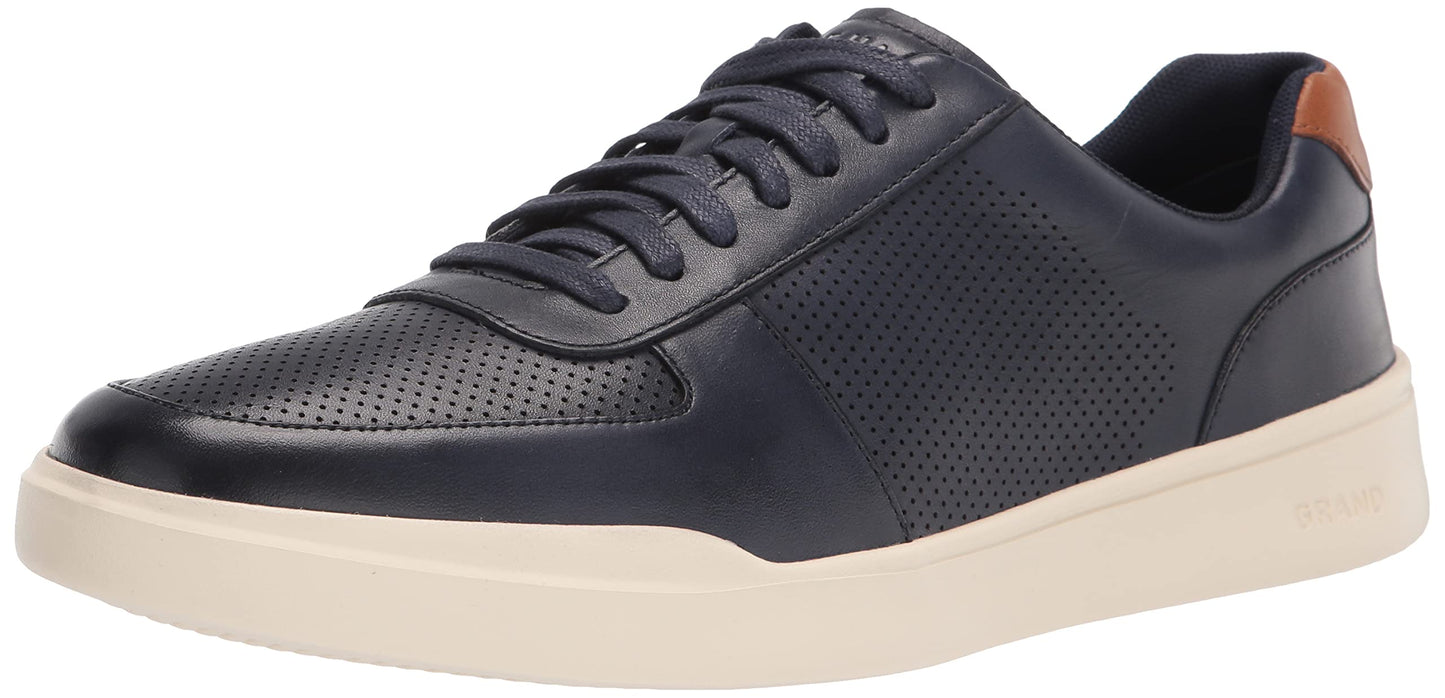 Perforated Leather Sneakers Lace Up Casual Comfort Walking