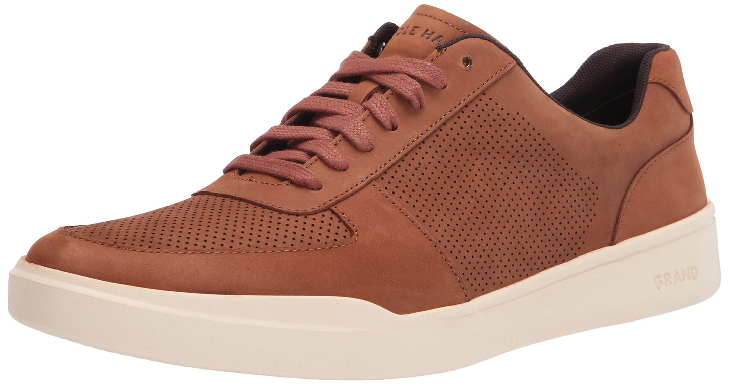Perforated Leather Sneakers Lace Up Casual Comfort Walking