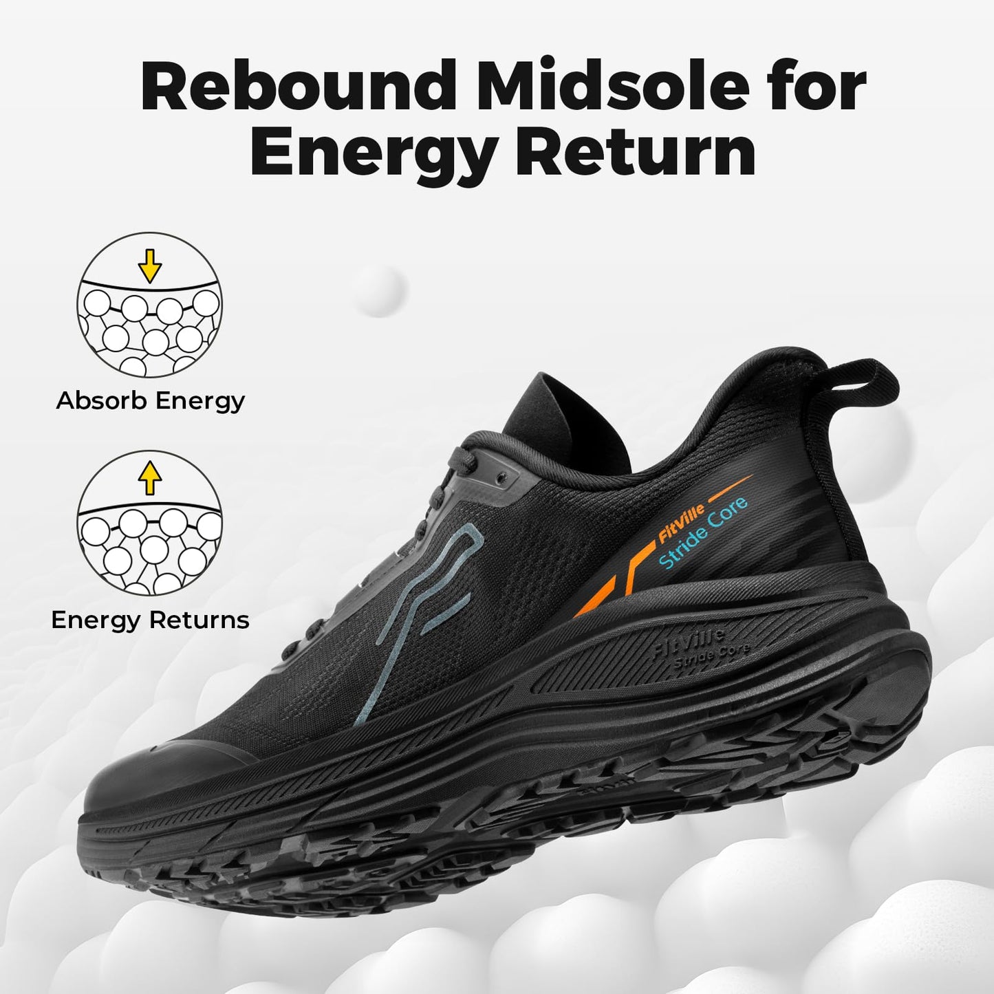 Men’s Wide Running Shoes Supportive Cushion Lightweight Fit