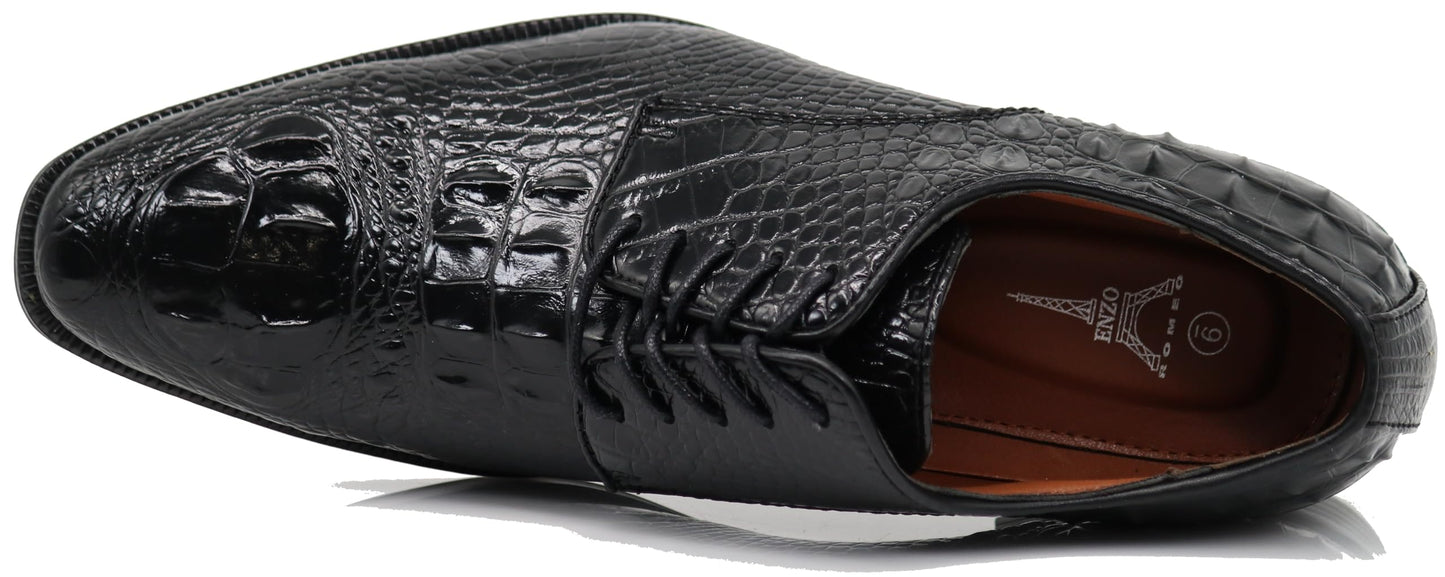 Orion Men's Crocodile Print Oxfords Lace Up Derby Dress Shoes