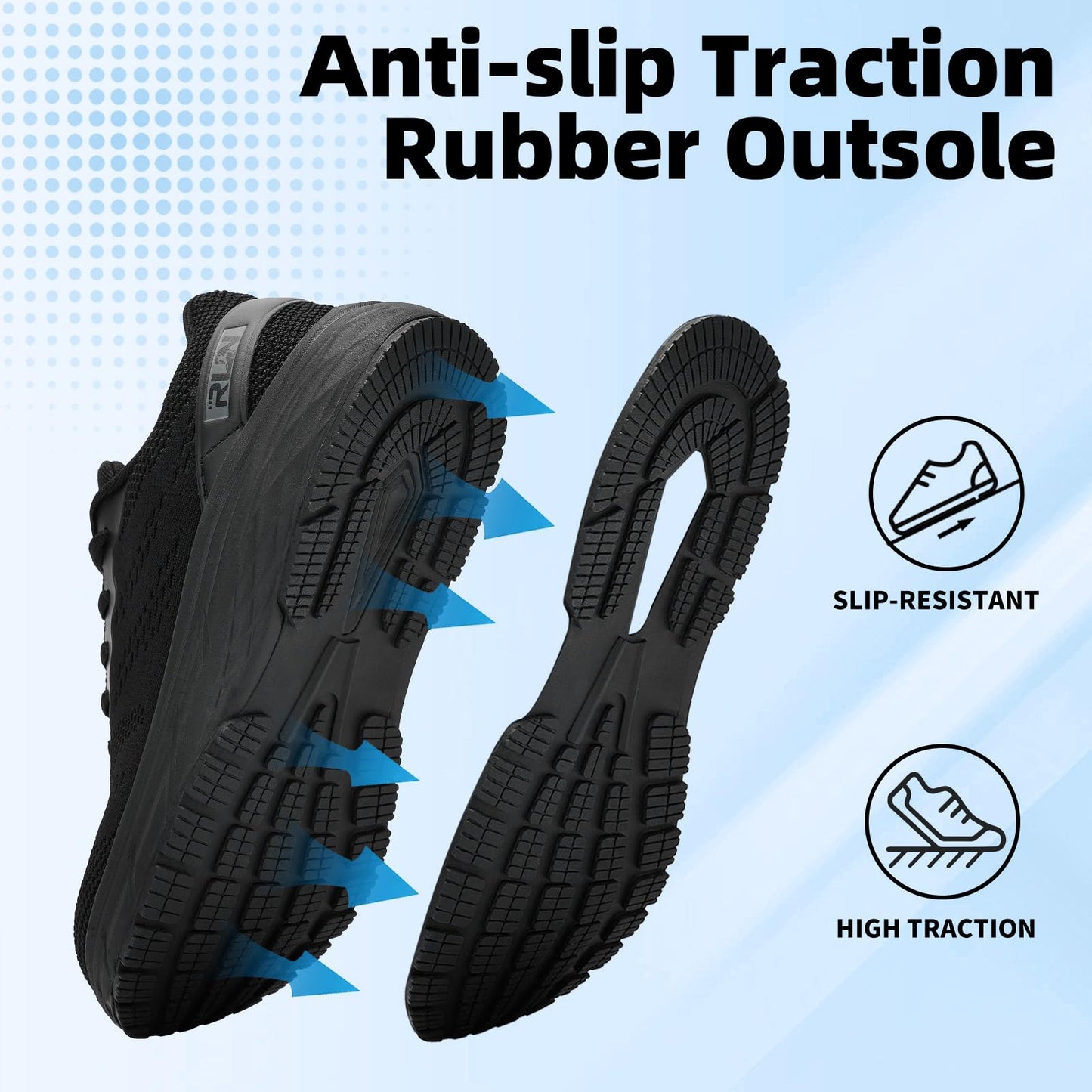 Wide Toe Box Running Sneakers Cushioned Non Slip Walking Shoes