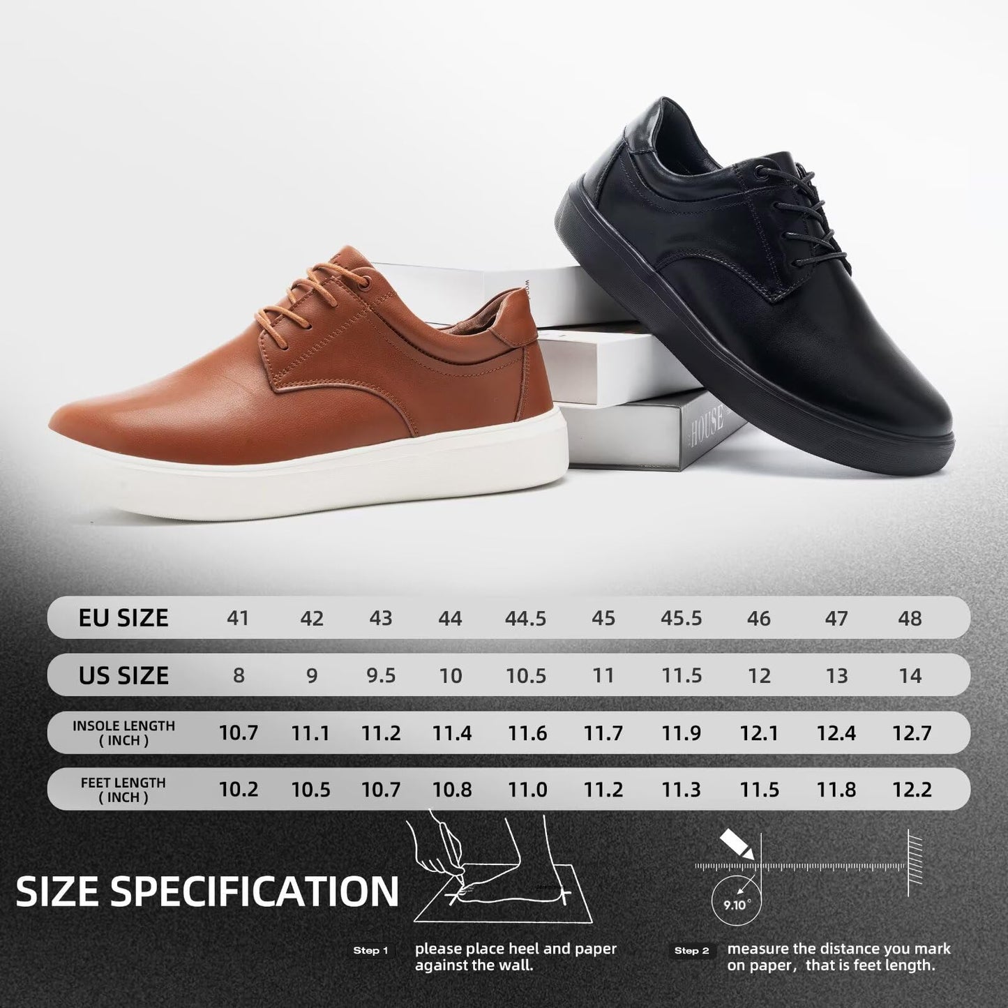 Orthopedic Leather Oxford Dress Shoes Arch Support Comfort