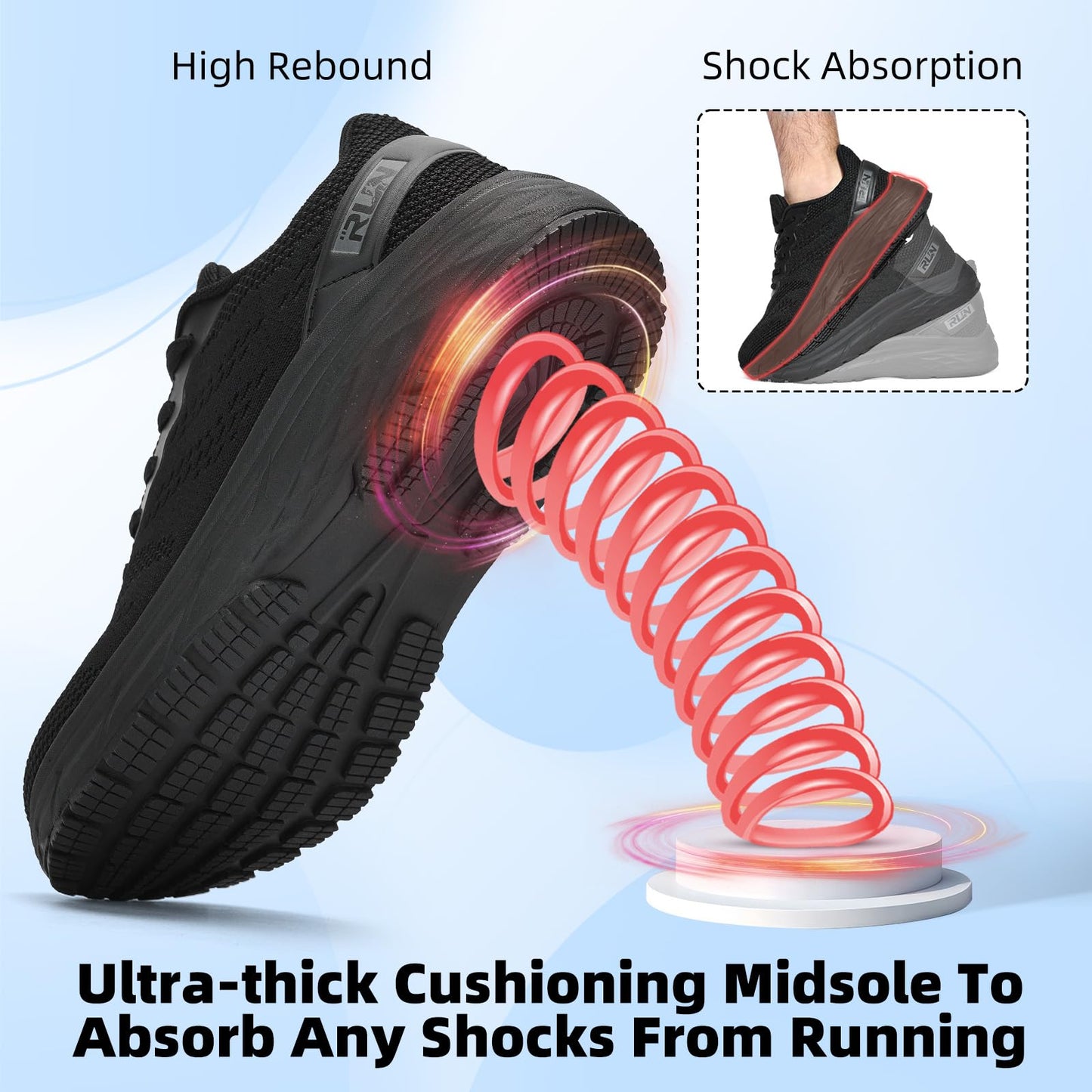 Wide Toe Box Running Sneakers Cushioned Non Slip Walking Shoes