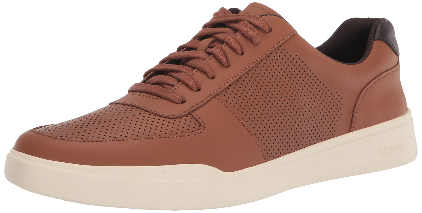 Perforated Leather Sneakers Lace Up Casual Comfort Walking