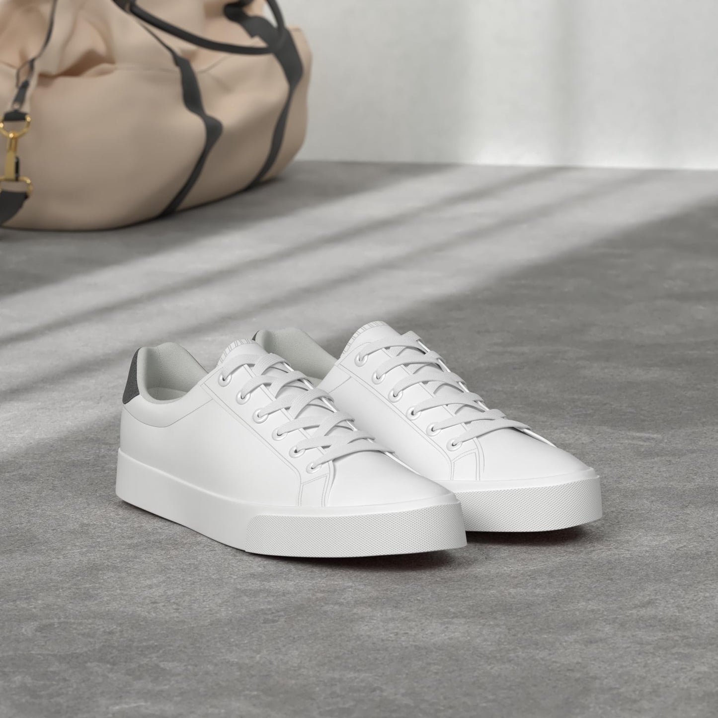 White Leather Sneakers Low Top Lace Up Casual Comfort