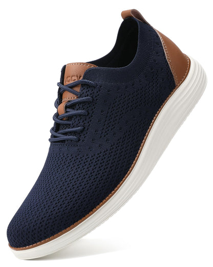 VILOCY Men's Casual Dress Sneakers Lace-Up Oxfords Business Mesh Breathable Walking Shoes Tennis Comfortable