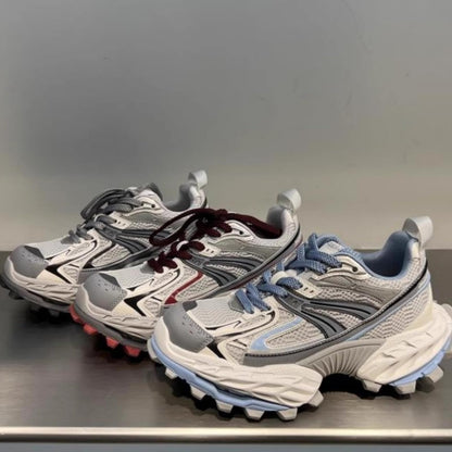 Chunky Platform Sneakers Colorblock Lace Up Casual Walking