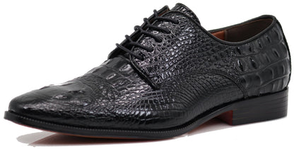 Orion Men's Crocodile Print Oxfords Lace Up Derby Dress Shoes