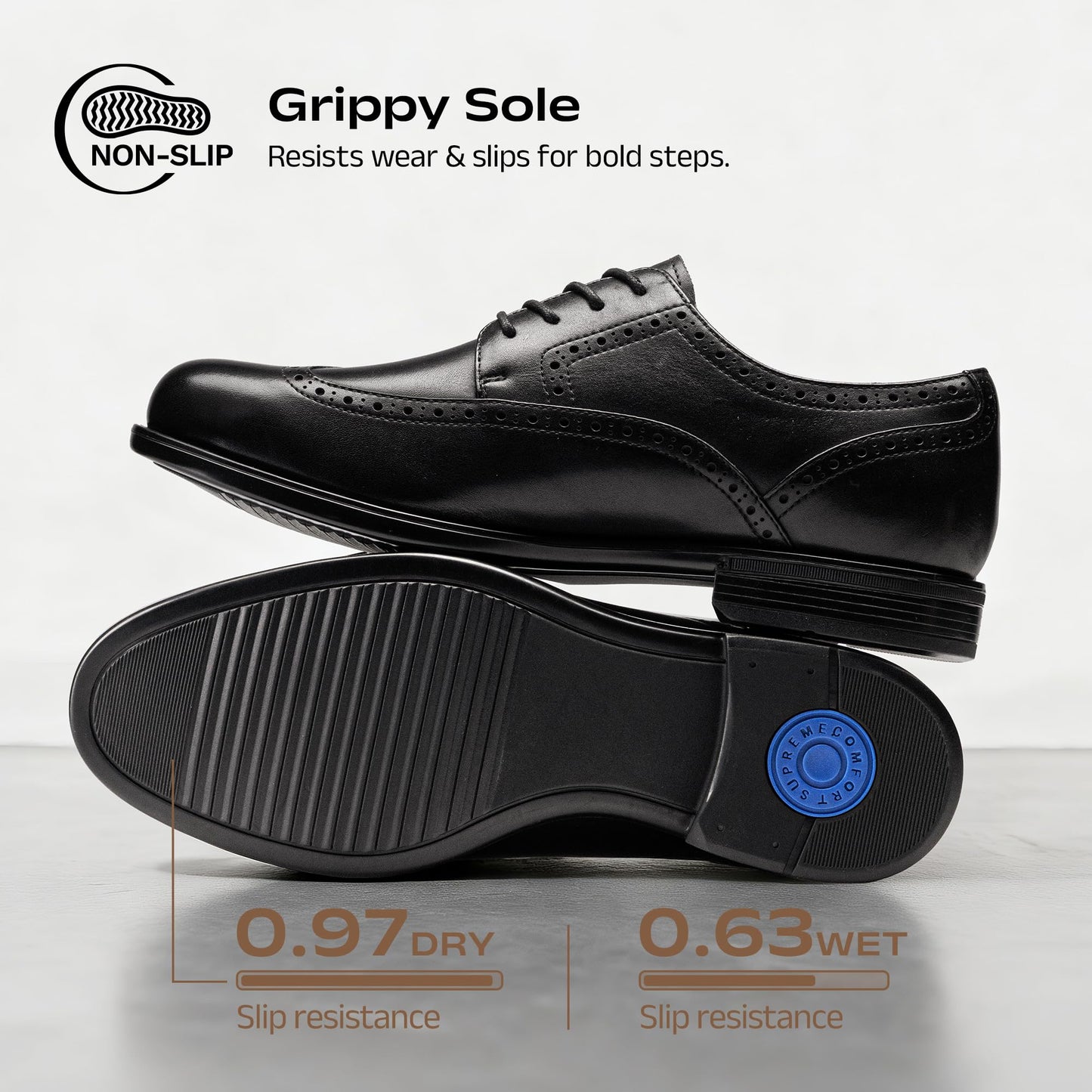 Leather Wingtip Brogue Oxford Dress Shoes Lace Up Classic