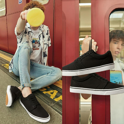 Men’s Low-Top Canvas Sneakers Casual Lace-Up Shoes