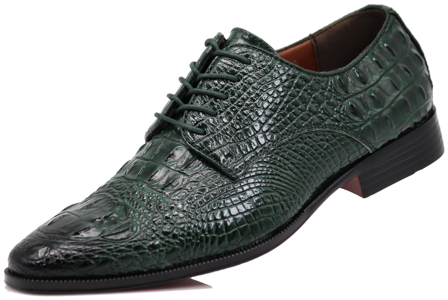 Orion Men's Crocodile Print Oxfords Lace Up Derby Dress Shoes