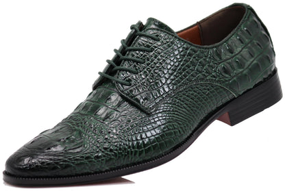 Orion Men's Crocodile Print Oxfords Lace Up Derby Dress Shoes