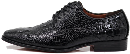 Orion Men's Crocodile Print Oxfords Lace Up Derby Dress Shoes