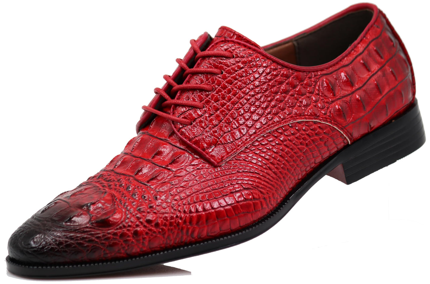 Orion Men's Crocodile Print Oxfords Lace Up Derby Dress Shoes