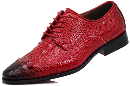 Orion Men's Crocodile Print Oxfords Lace Up Derby Dress Shoes