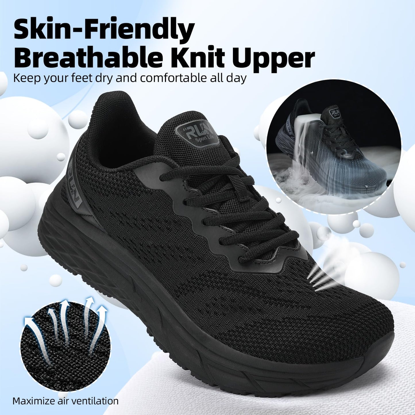 Wide Toe Box Running Sneakers Cushioned Non Slip Walking Shoes