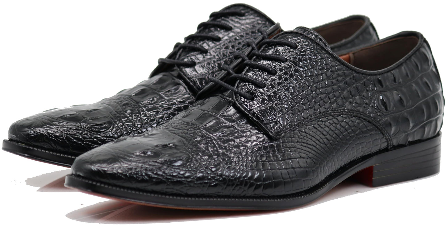 Orion Men's Crocodile Print Oxfords Lace Up Derby Dress Shoes