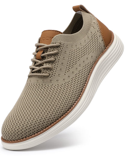 VILOCY Men's Casual Dress Sneakers Lace-Up Oxfords Business Mesh Breathable Walking Shoes Tennis Comfortable