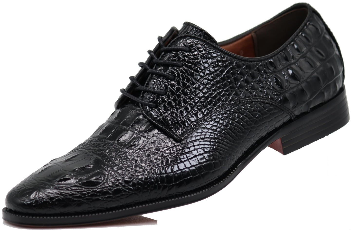 Orion Men's Crocodile Print Oxfords Lace Up Derby Dress Shoes