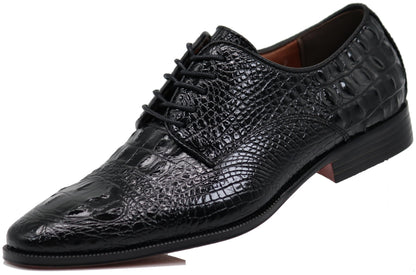 Orion Men's Crocodile Print Oxfords Lace Up Derby Dress Shoes