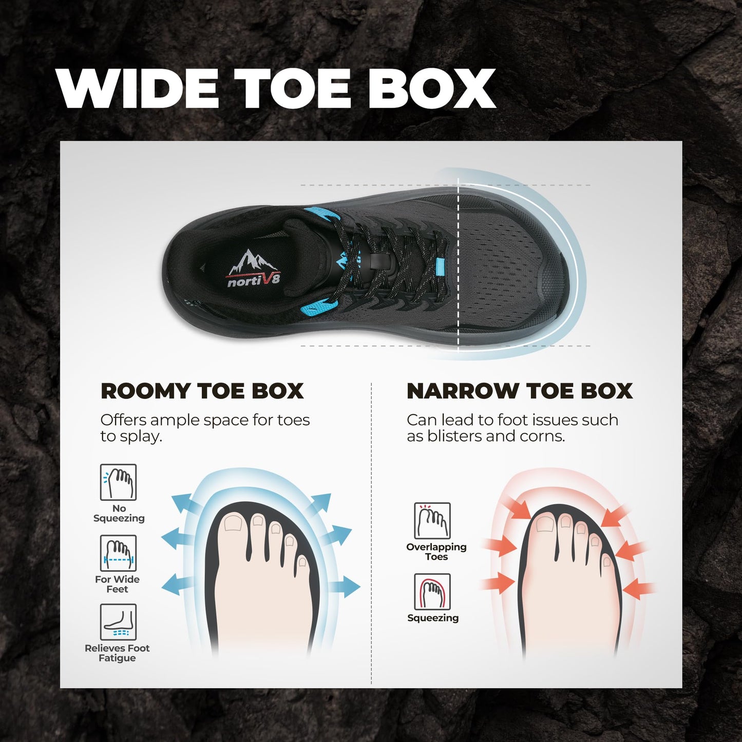 Men’s Trail Running Shoes Wide Toe Box Cushioned Training
