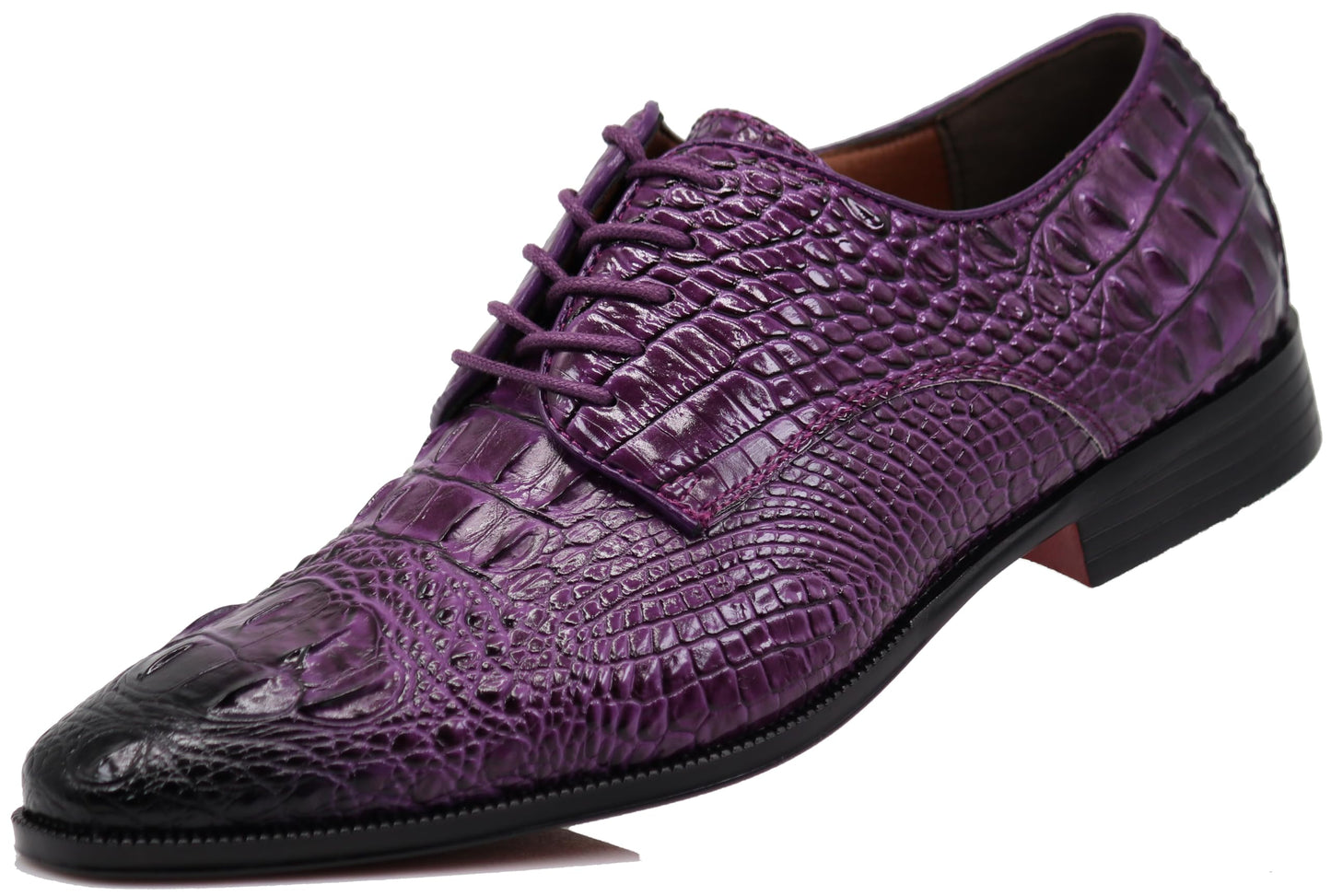 Orion Men's Crocodile Print Oxfords Lace Up Derby Dress Shoes