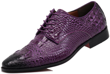Orion Men's Crocodile Print Oxfords Lace Up Derby Dress Shoes