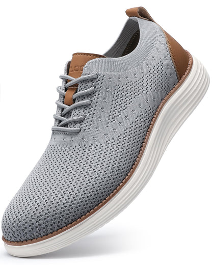 VILOCY Men's Casual Dress Sneakers Lace-Up Oxfords Business Mesh Breathable Walking Shoes Tennis Comfortable