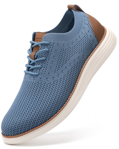 VILOCY Men's Casual Dress Sneakers Lace-Up Oxfords Business Mesh Breathable Walking Shoes Tennis Comfortable