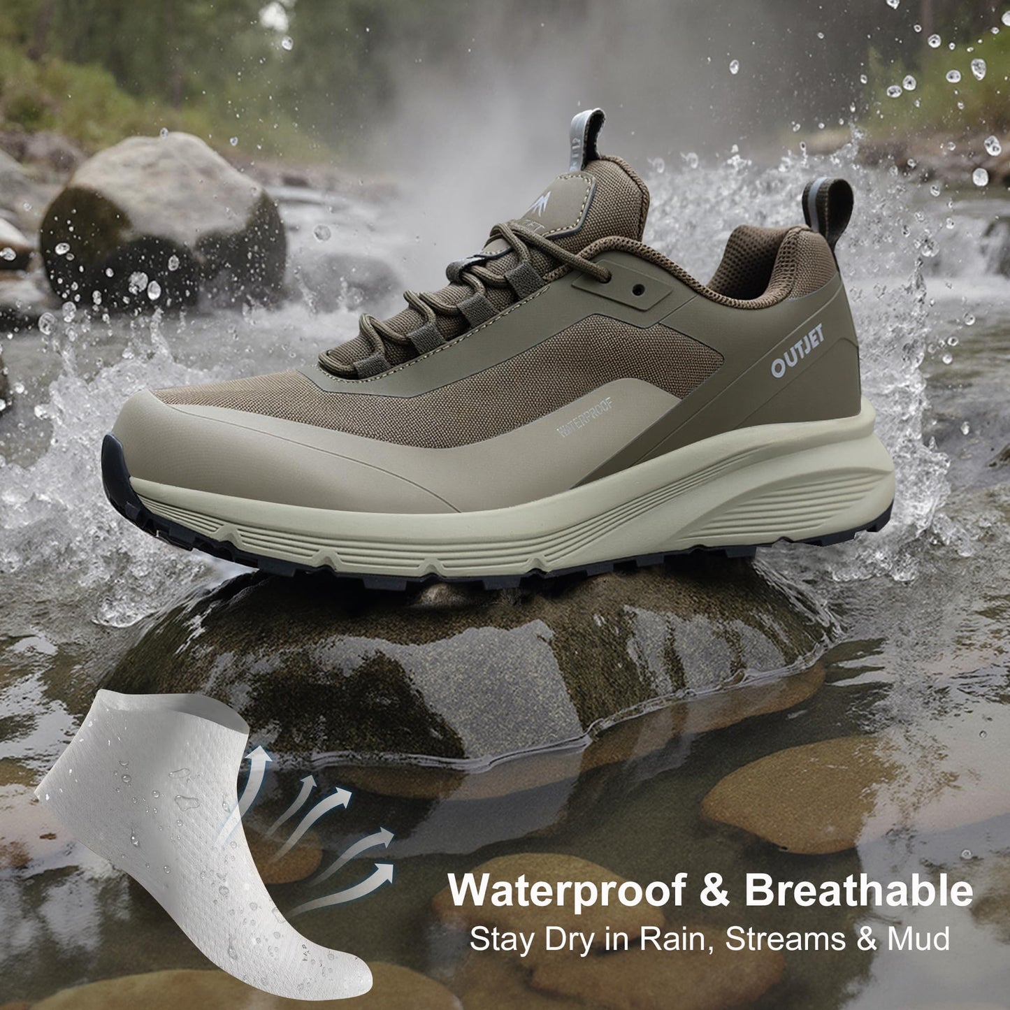 Men’s Waterproof Hiking Shoes Lightweight Trail Outdoor