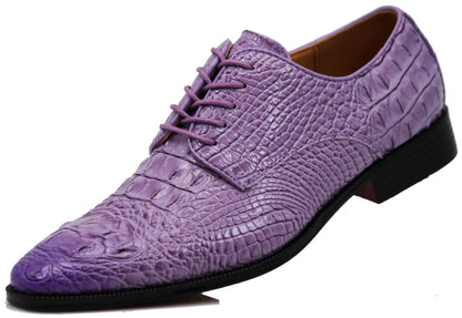 Orion Men's Crocodile Print Oxfords Lace Up Derby Dress Shoes