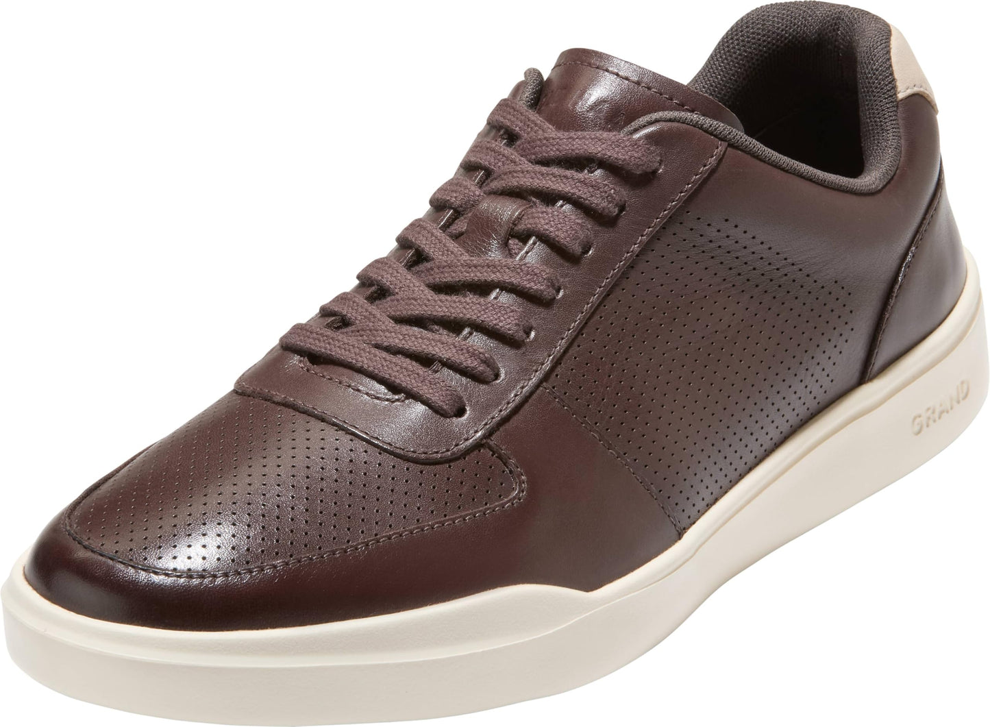 Perforated Leather Sneakers Lace Up Casual Comfort Walking