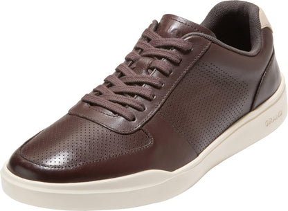 Perforated Leather Sneakers Lace Up Casual Comfort Walking