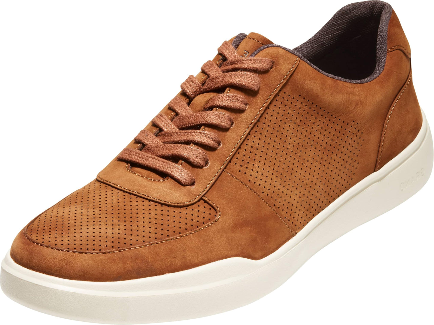 Perforated Leather Sneakers Lace Up Casual Comfort Walking