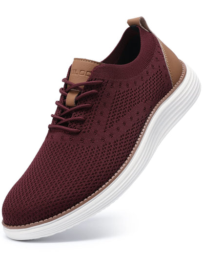 VILOCY Men's Casual Dress Sneakers Lace-Up Oxfords Business Mesh Breathable Walking Shoes Tennis Comfortable