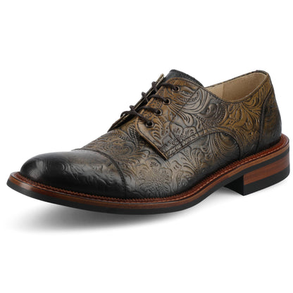 Men’s Leather Derby Dress Shoes Round Toe Lace Up