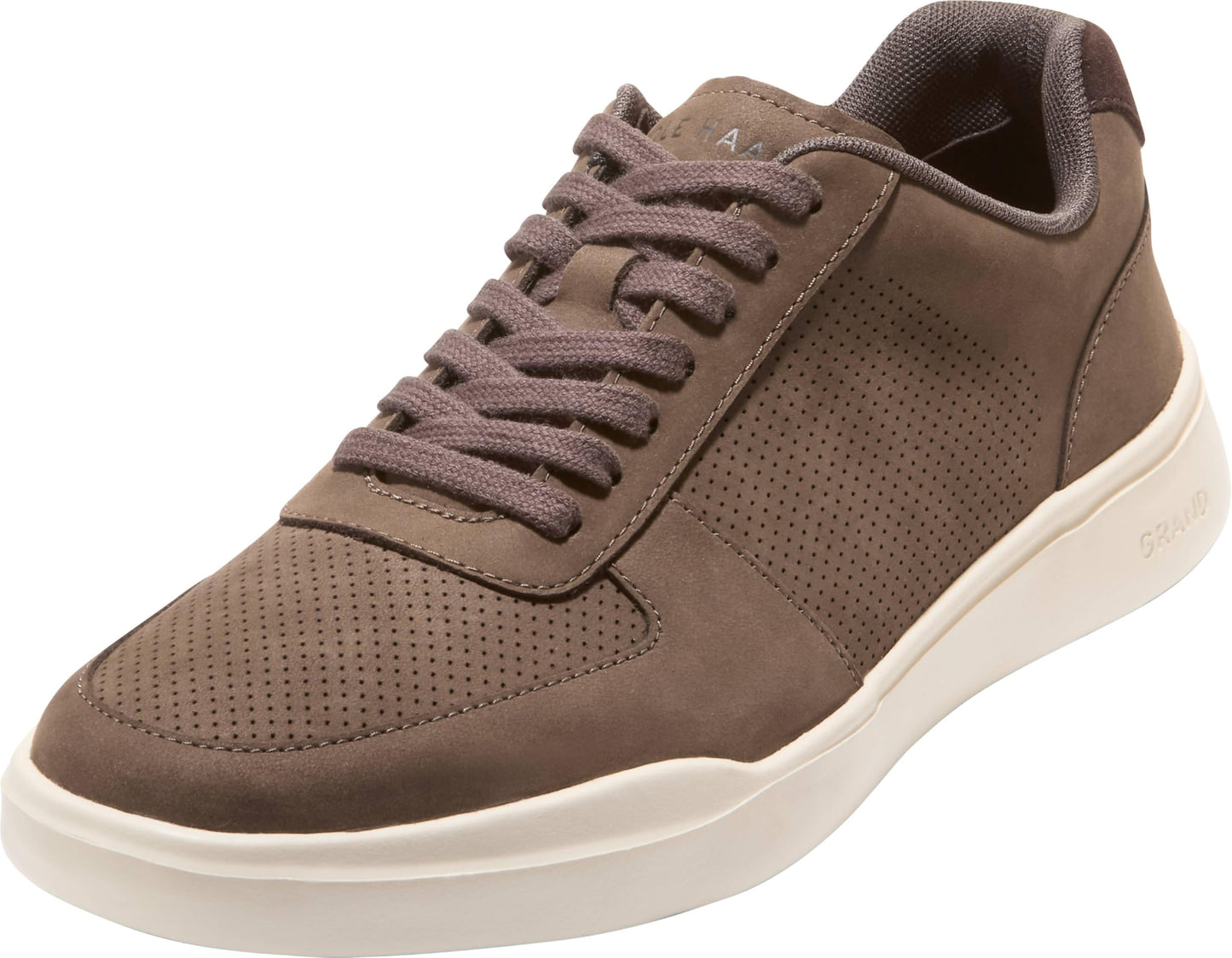 Perforated Leather Sneakers Lace Up Casual Comfort Walking
